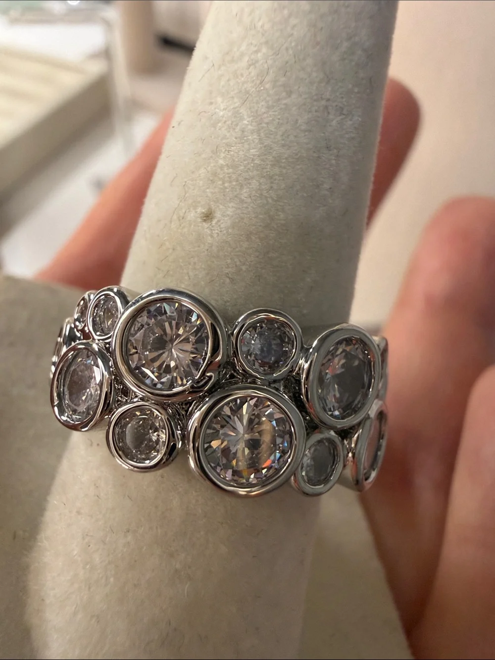 Sterling Multi-Stone Clear Crystal Stackable Ring